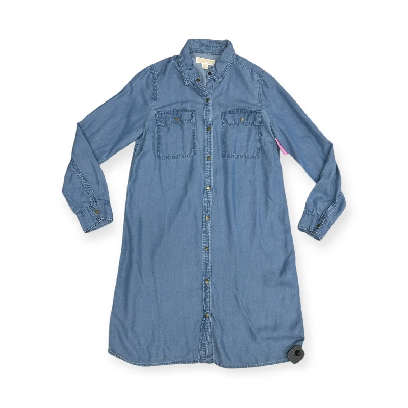 New Deals Dress Casual Midi By Michael Kors In Blue Denim, Size: M