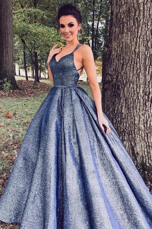 Price Fest Unique Sleeveless A-line Spaghetti Straps Backless Long Prom Dresses