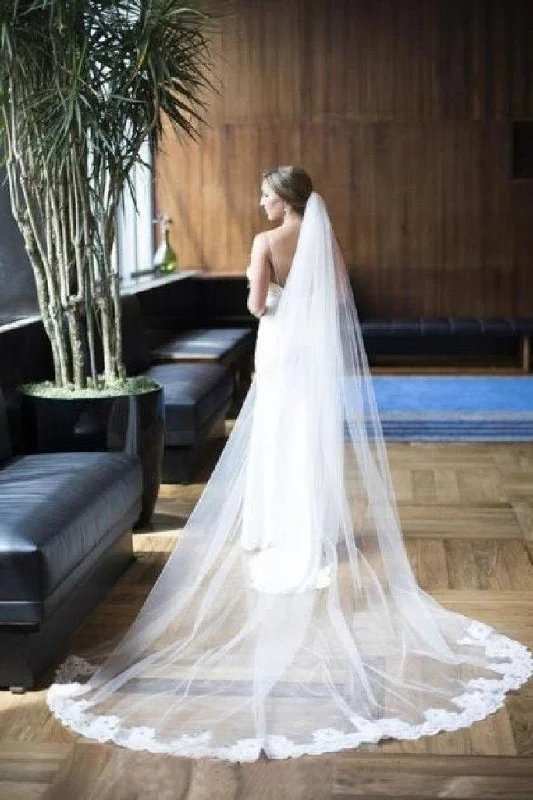 Super Savings Charming Lace Long With Applique Wedding Bridal Veil