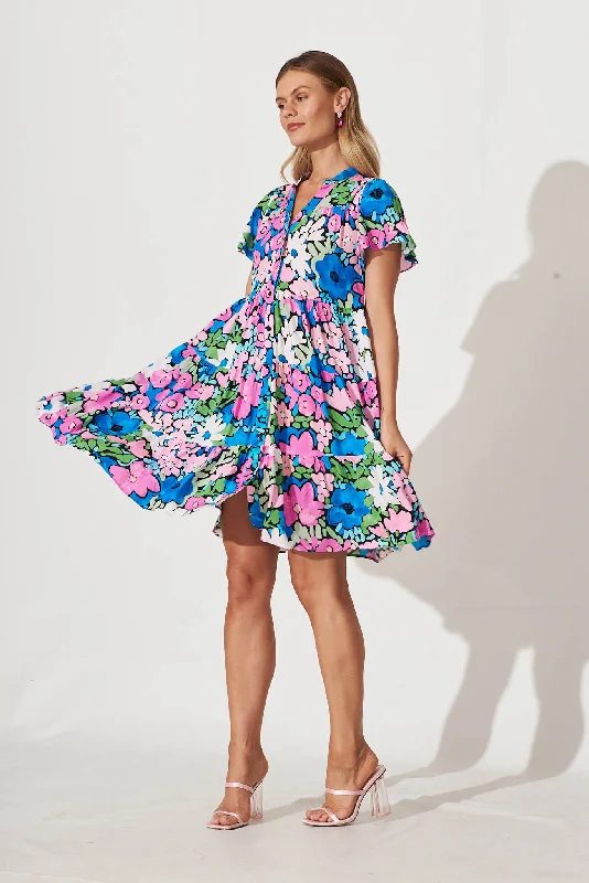 Seasonal Sale Saldana Smock Dress In Bright Multi Floral