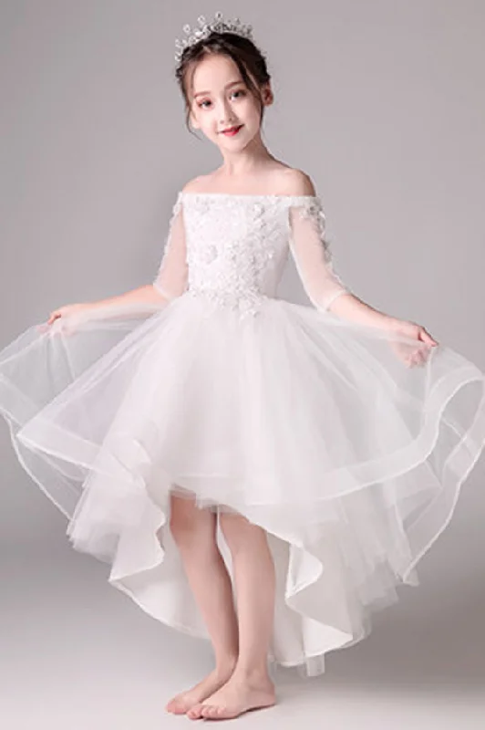 Doorbuster Deal Cute Off The Shoulder High Low Half Sleeves Tulle Flower Girl Dresses Doorbuster Deal Cute Off The Shoulder High Low Half Sleeves Tulle Flower Girl Dresses