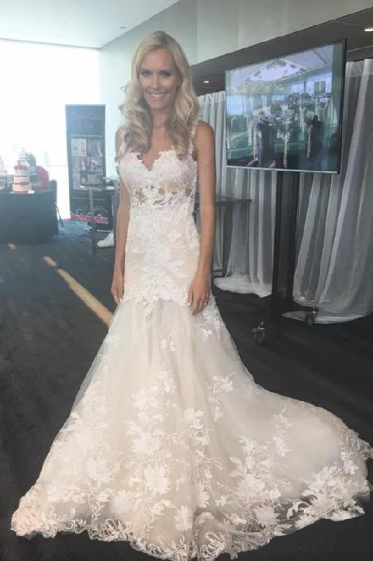 Extra Savings Elegant Backless Mermaid Open Back Sweetheart Wedding Dresses