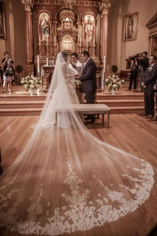 Today’s Special Fairy Tale Worthy One Layer Cathedral Length Lace Wedding Bridal Veil
