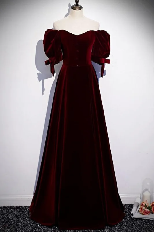 Discount Deals Modest Charming Burgundy Long Prom Dresses Vintage Evening Dresses With Bowknot Discount Deals Modest Charming Burgundy Long Prom Dresses Vintage Evening Dresses With Bowknot