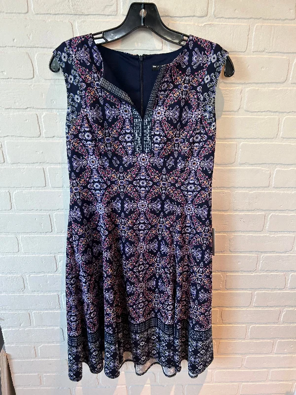 Epic Deals Dress Casual Midi By Maggy London In Blue & Purple, Size: 10