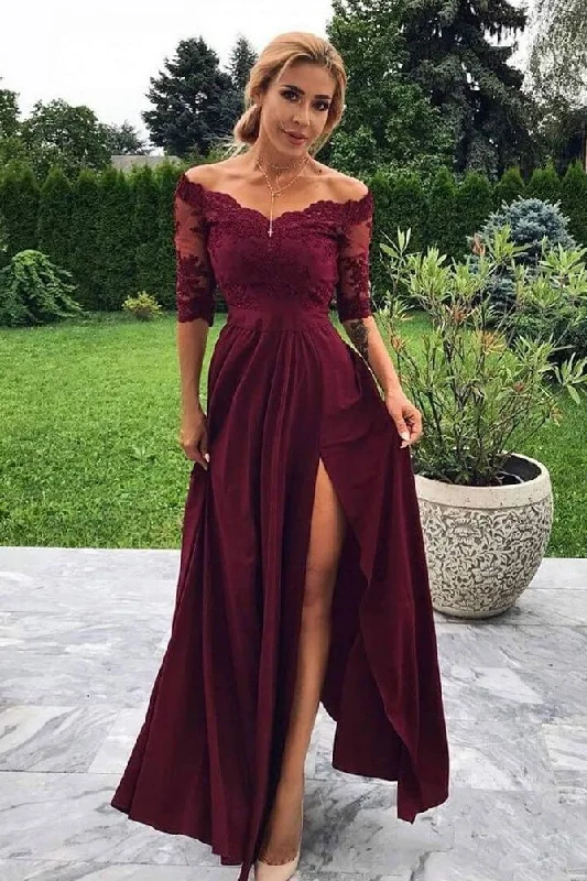 Reduced Prices Modest Front Split Simple A-line Lace Prom Dresses Women Dresses Party Prom Gowns Reduced Prices Modest Front Split Simple A-line Lace Prom Dresses Women Dresses Party Prom Gowns