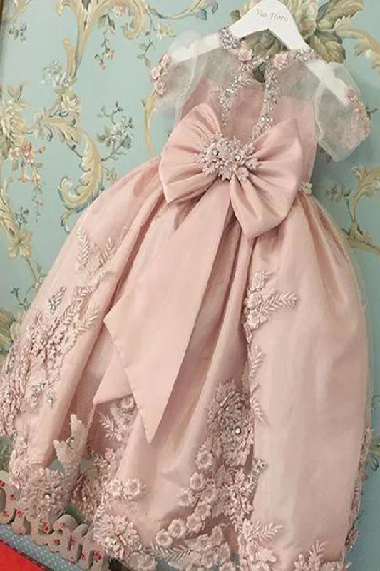 Flash Sale Pink Princess Pageant Gowns Scoop Neck Short Sleeves Flower Girl Dresses,Baby Dresses Flash Sale Pink Princess Pageant Gowns Scoop Neck Short Sleeves Flower Girl Dresses,Baby Dresses