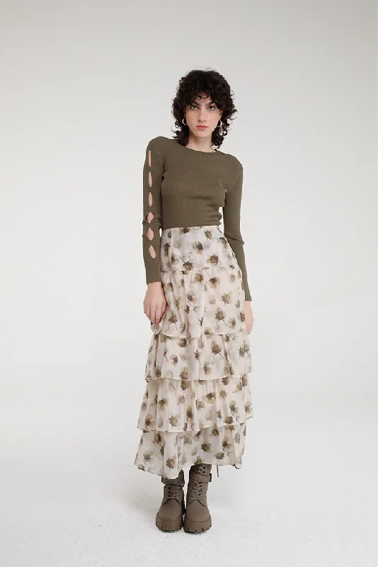 Best Deals Lait Skirt (Beige/Brown)