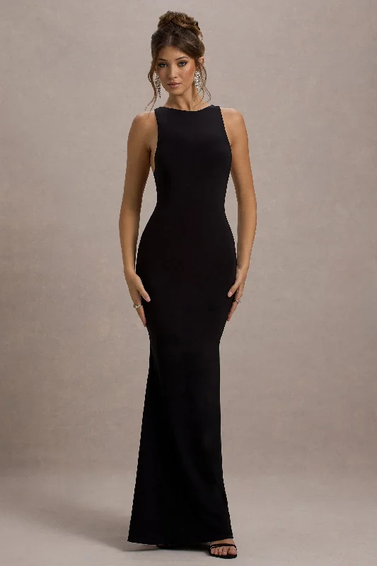 Today's Special Odelle | Black Boat-Neck Racer-Back Maxi Dress