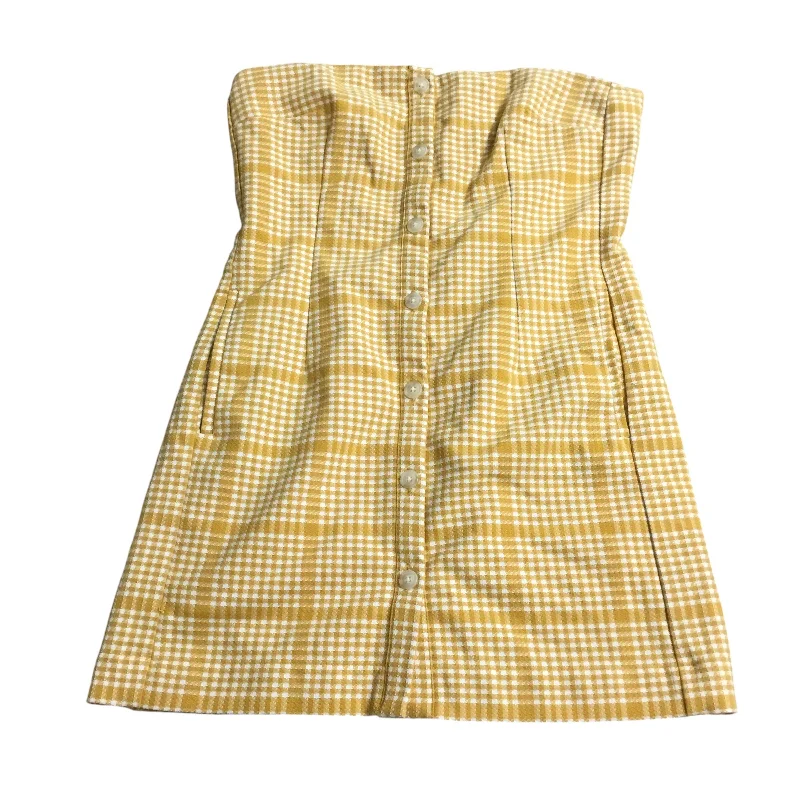 Stock Clearance Dress Casual Short By Maeve In White & Yellow, Size: M