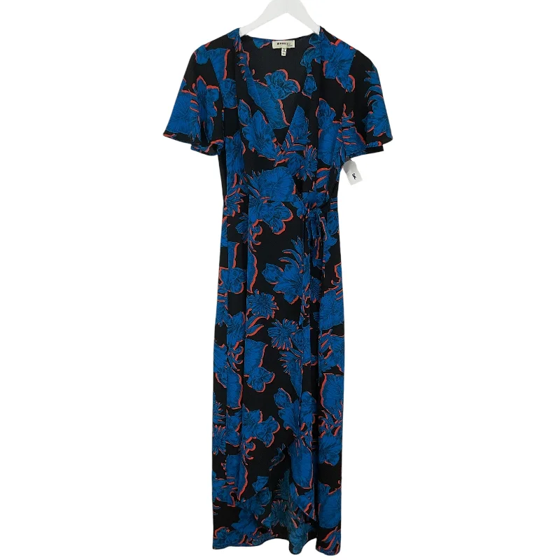 Bargain Blast Dress Casual Maxi By Monteau In Black & Blue, Size: M