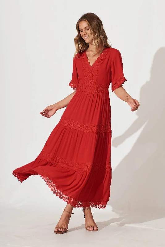 Weekend Flash Sale Mona Maxi Dress In Red