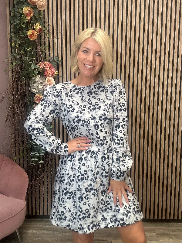 Can't Be Beat Valarie Mini Dress (Sleet Leopard)