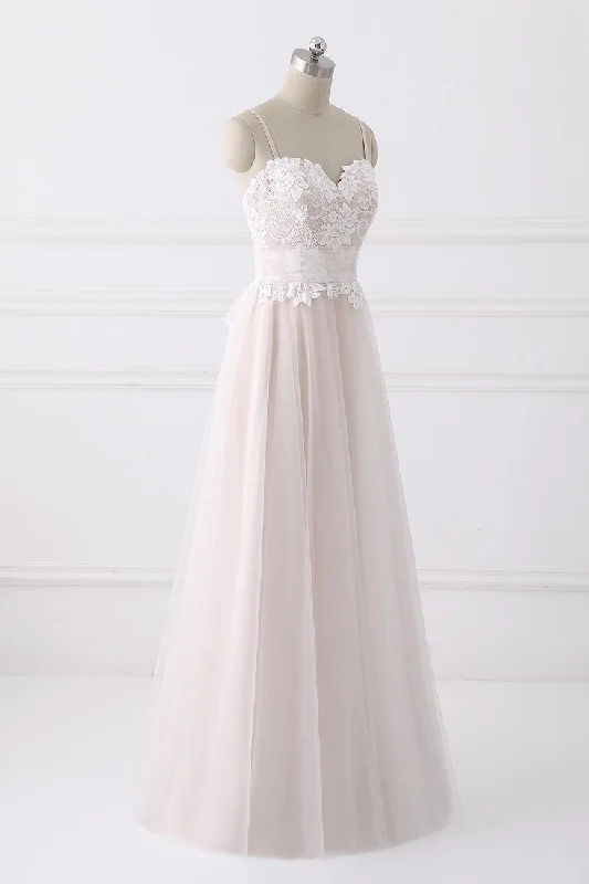 Special Offer Girly Spaghetti Straps Long A-line Floor Length Wedding Dresses