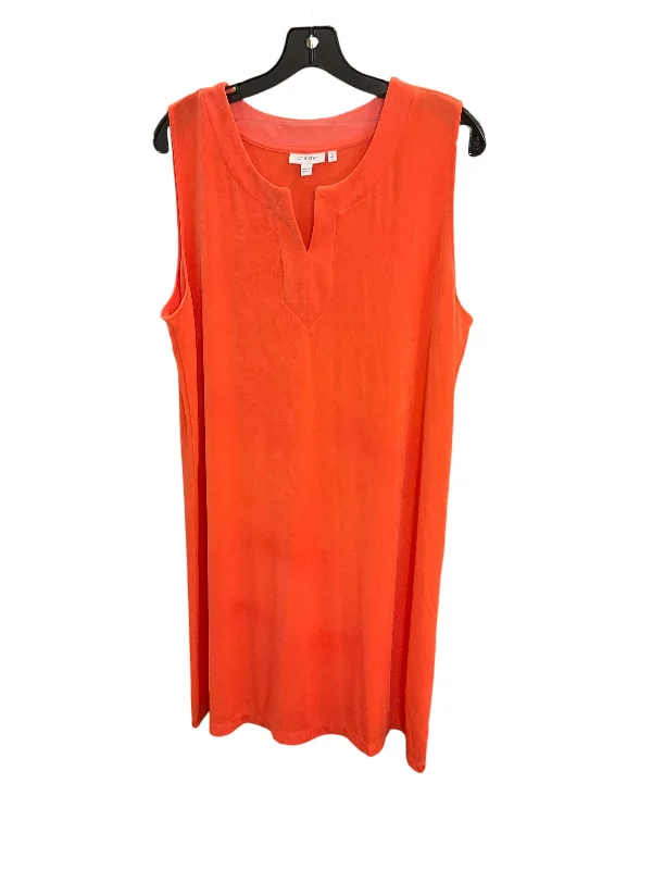Closeout Dress Casual Midi By Chicos In Orange, Size: Xl