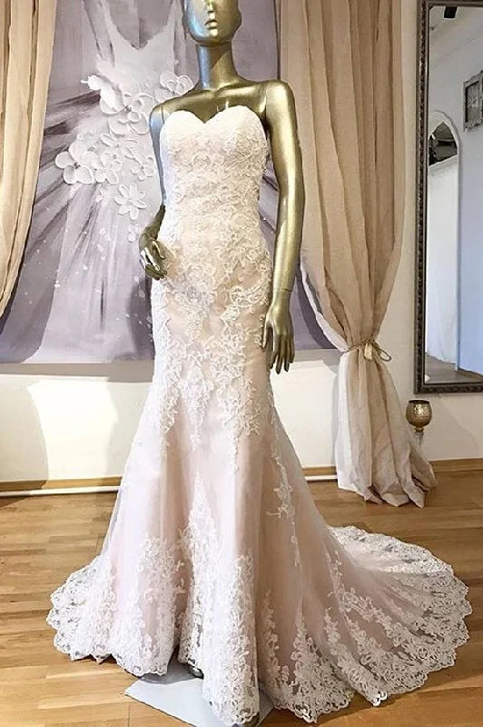 Friends and Family Sale Pink Mermaid Court Train Sweetheart Sleeveless Beading Appliques Wedding Dresses Friends and Family Sale Pink Mermaid Court Train Sweetheart Sleeveless Beading Appliques Wedding Dresses