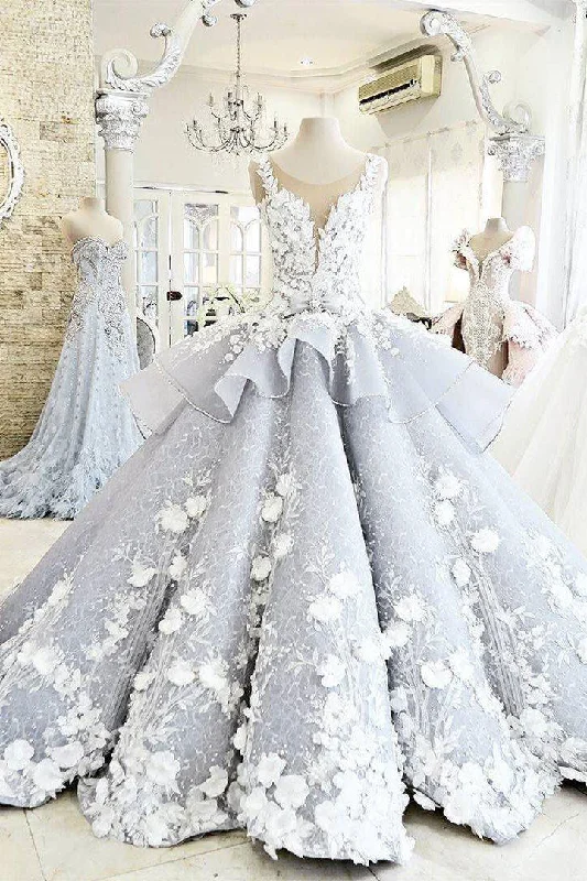 Final Markdown Luxury Sleeveless Ball Gown Princess Wedding Dresses with Flower Applique Final Markdown Luxury Sleeveless Ball Gown Princess Wedding Dresses with Flower Applique