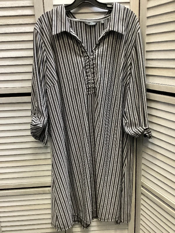 Online Specials Dress Casual Short By Mlle Gabrielle In Striped Pattern, Size: 3x