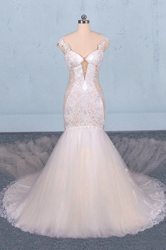 Exclusive Access Mermaid Long Lace Tulle Wedidng Dresses Elegant Bridal Dresses
