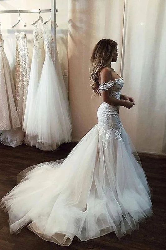 Weekend Deal Beauty Off Shoulder Sheath Lace Appliques Wedding Dresses Bridal Dresses Weekend Deal Beauty Off Shoulder Sheath Lace Appliques Wedding Dresses Bridal Dresses