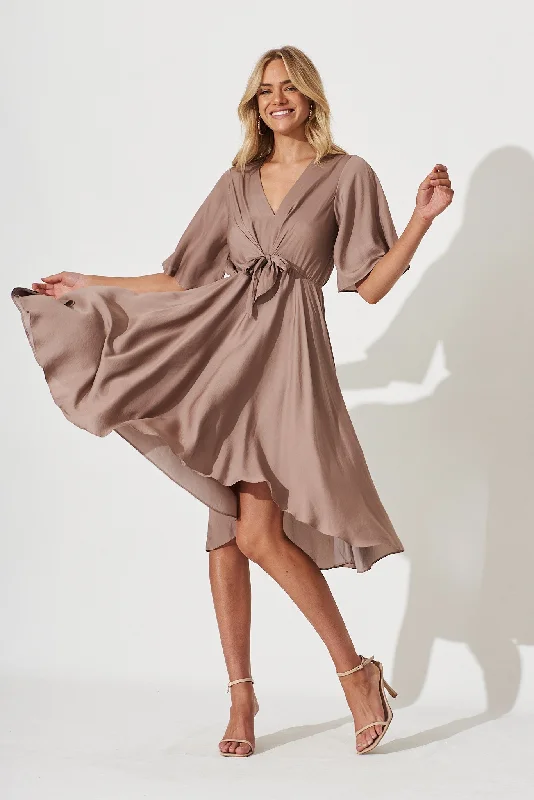 Special Savings Helsinki Dress In Mink Satin