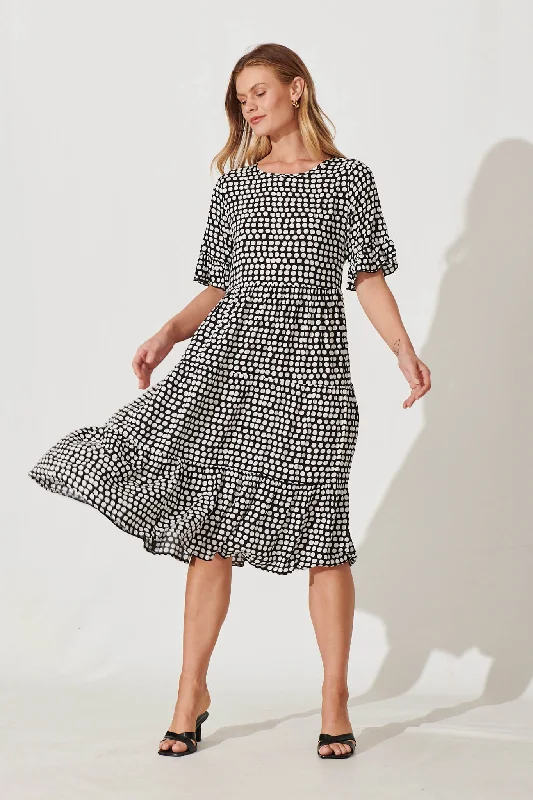 Price Reduction Element Midi Smock Dress In Black With White Spot