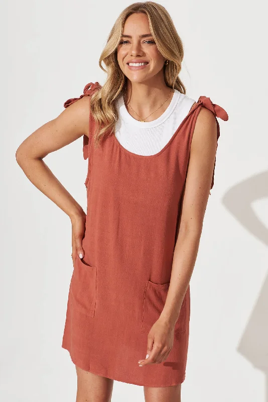 Online Specials Yana Dress In Rust Linen Blend