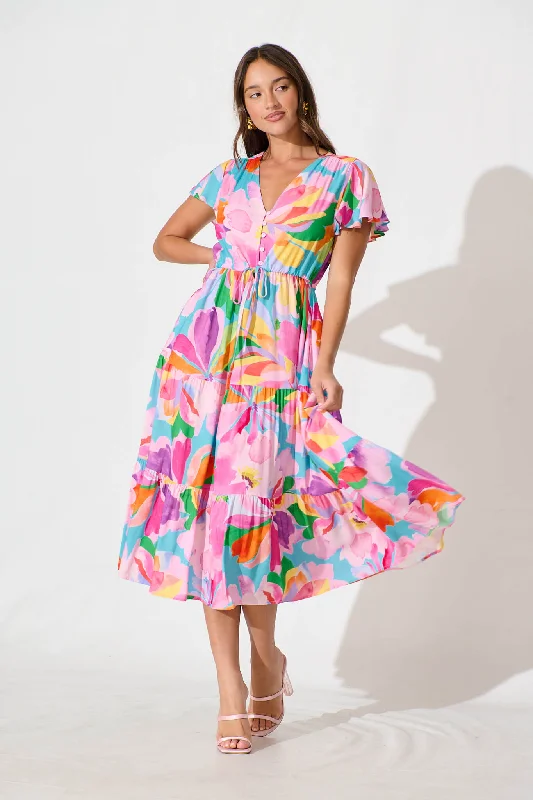 Special Price Saturday Midi Dress in Multi Print