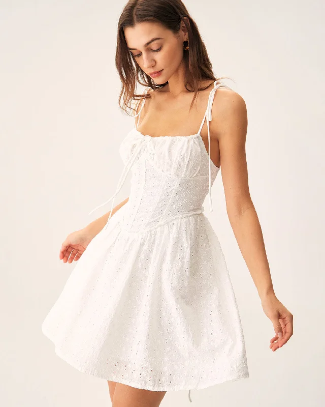 Big Discounts White Ruched Corset Slip Mini Dress