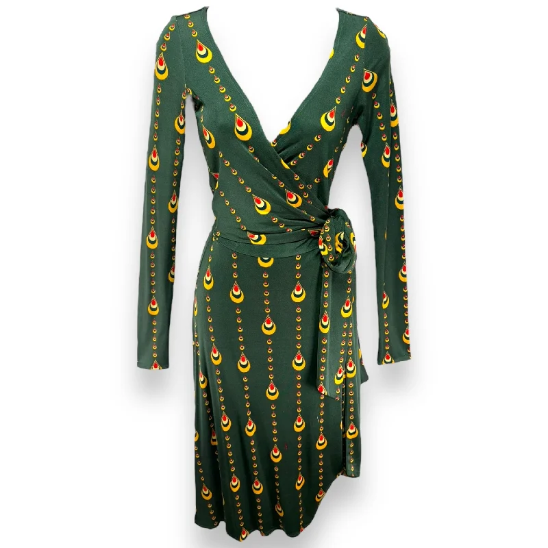 Deal Mania Silk Printed Wrap Dress By Issa London In Green & Yellow, Size: 2