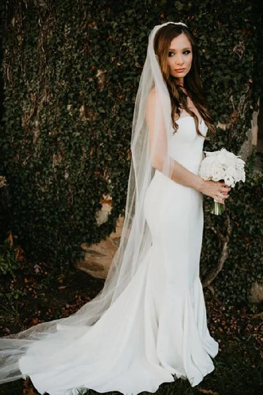 Great Deals Chic Mermaid Sweetheart Sweep Train Wedding Dresses Long Bride Dresses