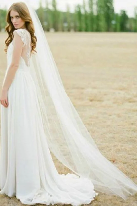 Seasonal Sale Two Tier Cut Edge Cathedral Veil Long Wedding Veils