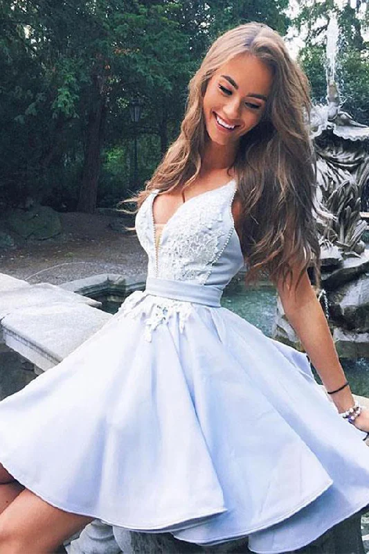 Limited Availability Romantic A-Line Knee Length Sleeveless With Applique Homecoming Dresses
