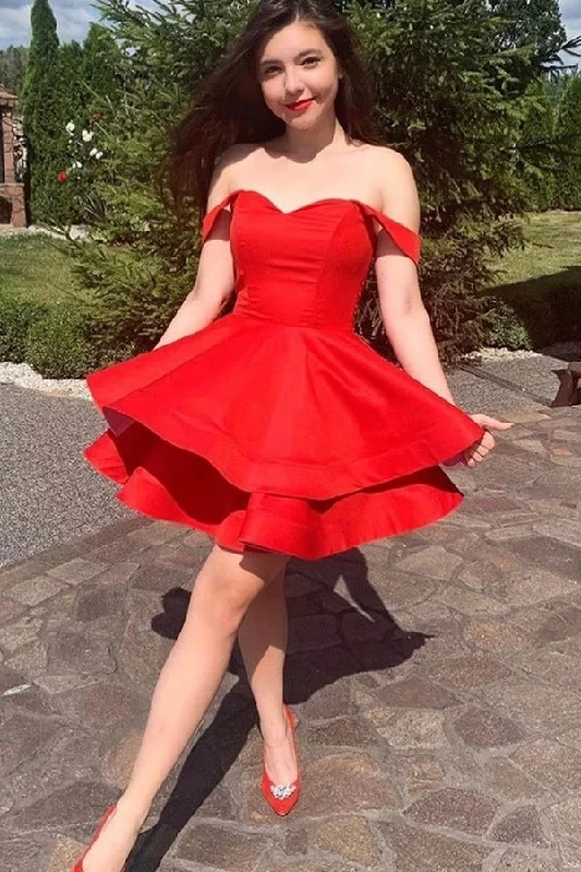 Huge Discounts Cute Red Off The Shoulder Short Homecoming Dresseses For Teens Party Dresses Huge Discounts Cute Red Off The Shoulder Short Homecoming Dresseses For Teens Party Dresses