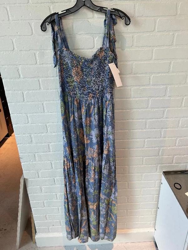 Midnight Madness Dress Casual Maxi By Clothes Mentor In Blue & Orange, Size: L