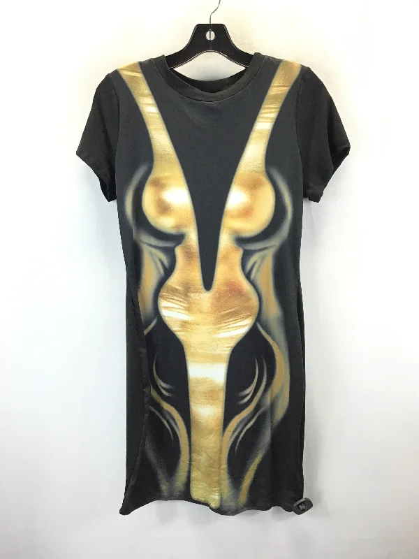 Deal Frenzy Dress Casual Short By Fashion Nova In Black & Gold, Size: 1x