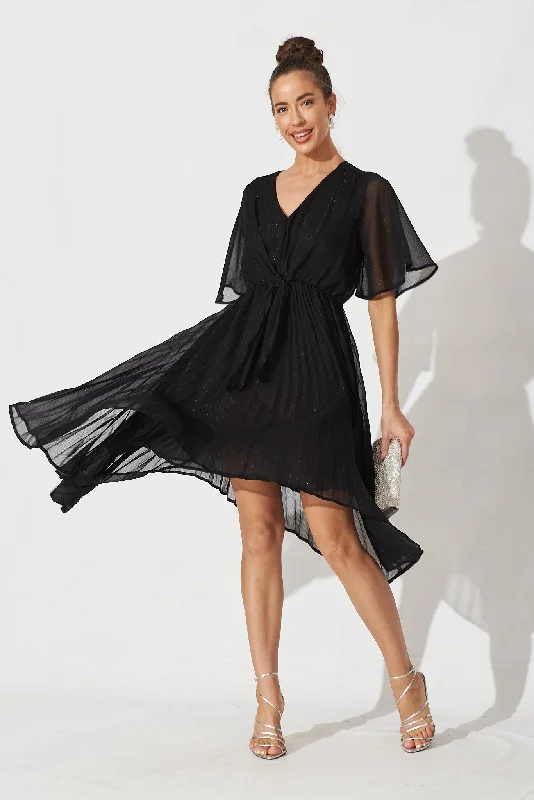 Super Deal Blakely Dress In Black Lurex Chiffon