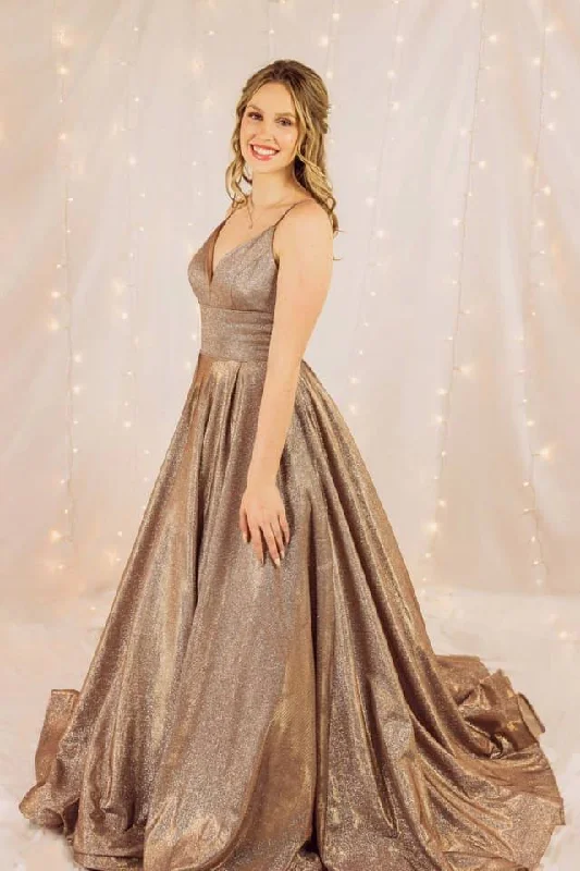 Special Price Glitter Spaghetti Straps V-neck Long Prom Dresses Women Dresses