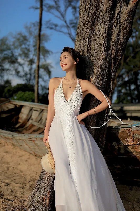 Amazing Deals Flowy Simple Halter Backless Floor Length Beading Wedding Dresses Bridal Gown Amazing Deals Flowy Simple Halter Backless Floor Length Beading Wedding Dresses Bridal Gown