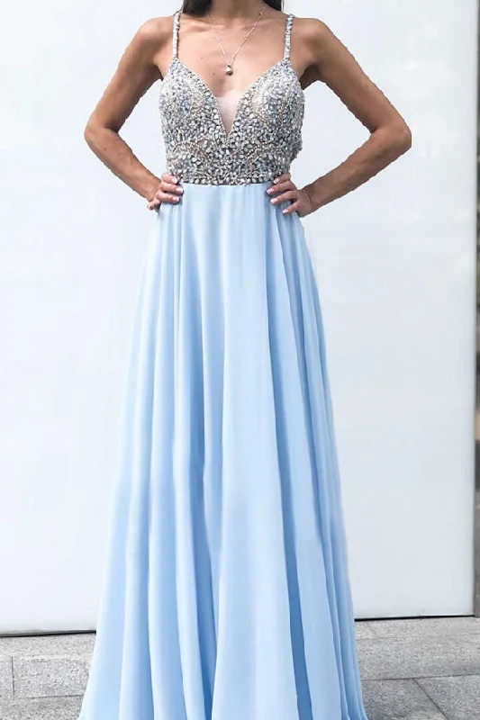Reduced Prices Flossy Spaghetti Straps Prom Dresses A Line Formal Party Dresses with Beading Reduced Prices Flossy Spaghetti Straps Prom Dresses A Line Formal Party Dresses with Beading