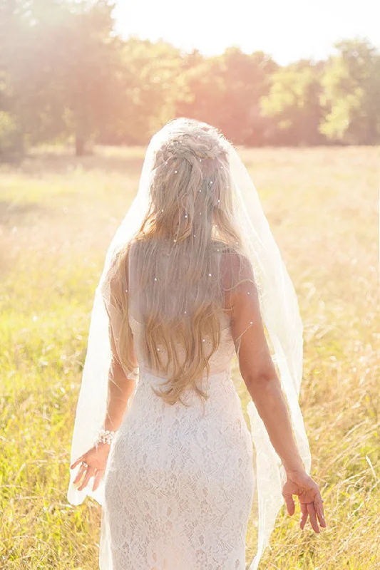 Limited Time Offer Chic Tulle With Pearls Short Wedding Veils