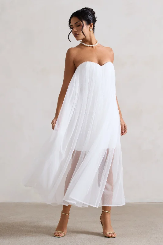 New Deals Dreamland | Ivory Sweetheart Corset Mini Dress With Tulle Overlay