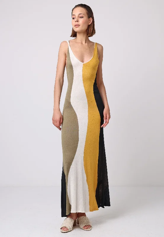 Savings Galore Soft Knit Sleeveless Maxi Dress In Abstract Multi Print