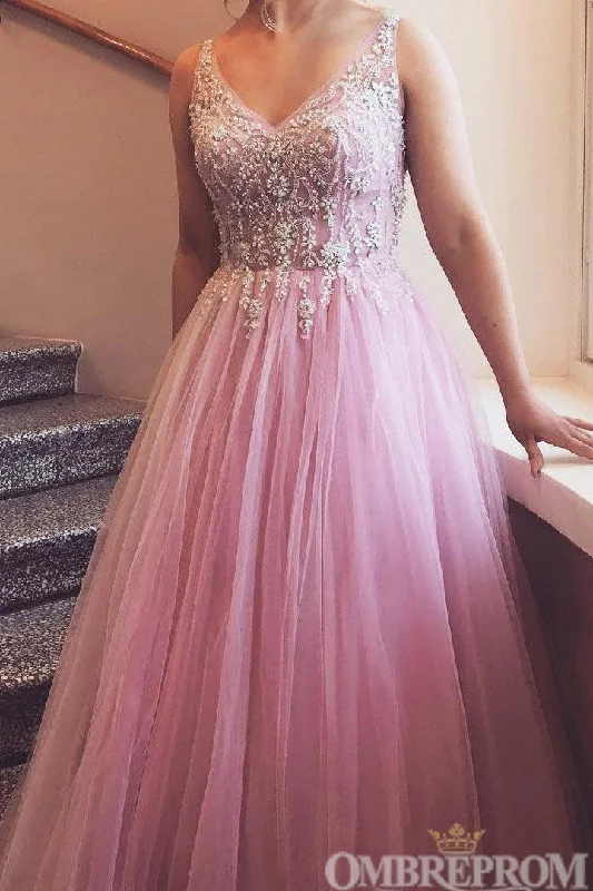 Discount Days Gorgeous V Neck Prom Dresses with Beading Tull Ball Gown x