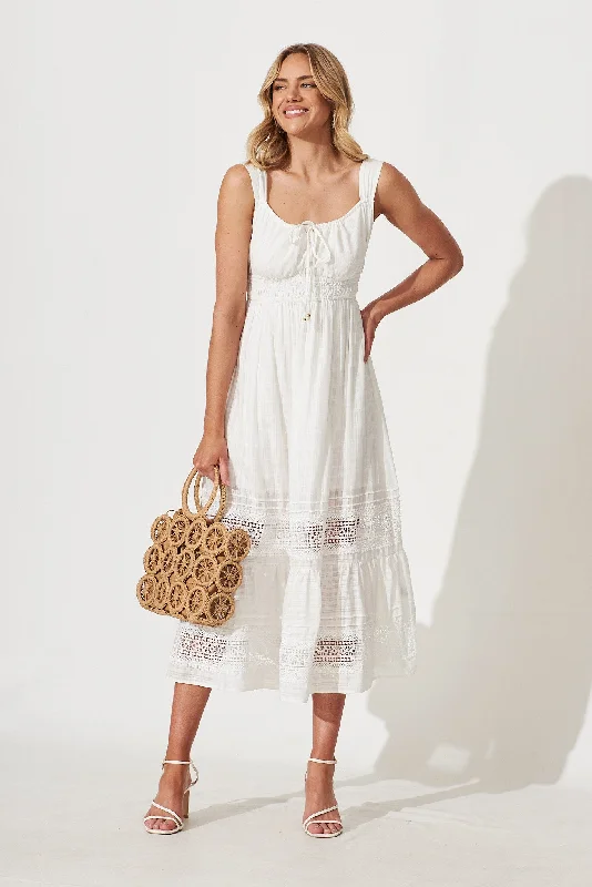 Mega Sale Beautiful Day Midi Sundress In White Cotton
