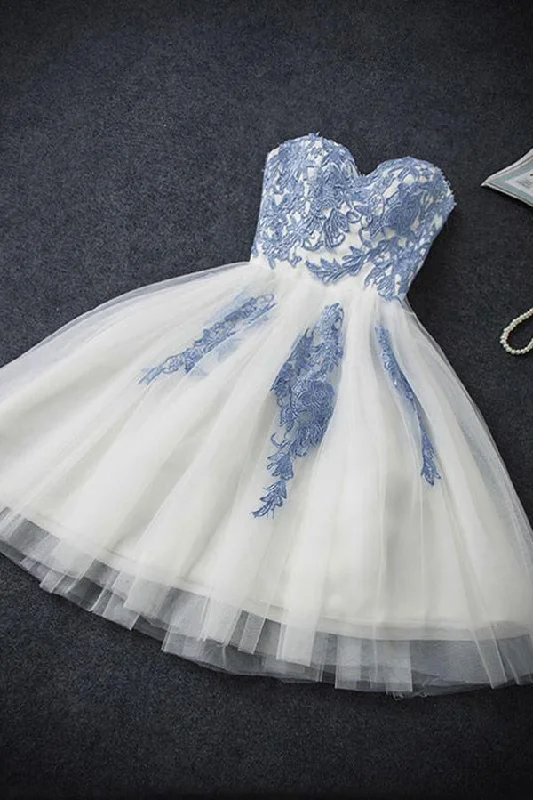 Year-End Clearance A-line Sweetheart Strapless Lace Up Sleeveless Appliques Homecoming Dresses Year-End Clearance A-line Sweetheart Strapless Lace Up Sleeveless Appliques Homecoming Dresses