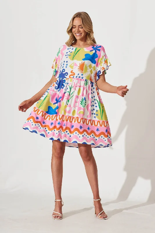 Exclusive Savings Escape Smock Dress In Bright Multi Print