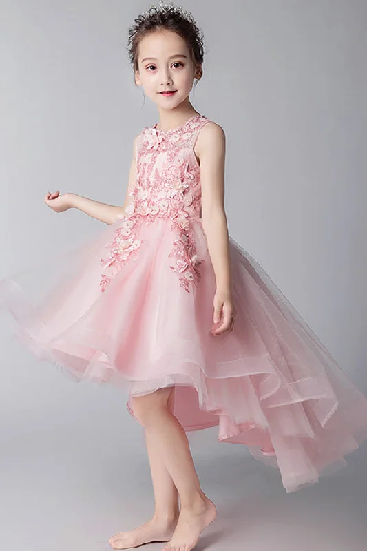 Buy More, Save More Elegant Round Neck High Low Sleeveless Tulle With Appliques Flower Girl Dresses Buy More, Save More Elegant Round Neck High Low Sleeveless Tulle With Appliques Flower Girl Dresses
