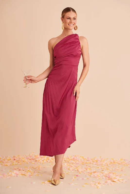 Final Markdown Toulon One Shoulder Maxi Dress In Magenta