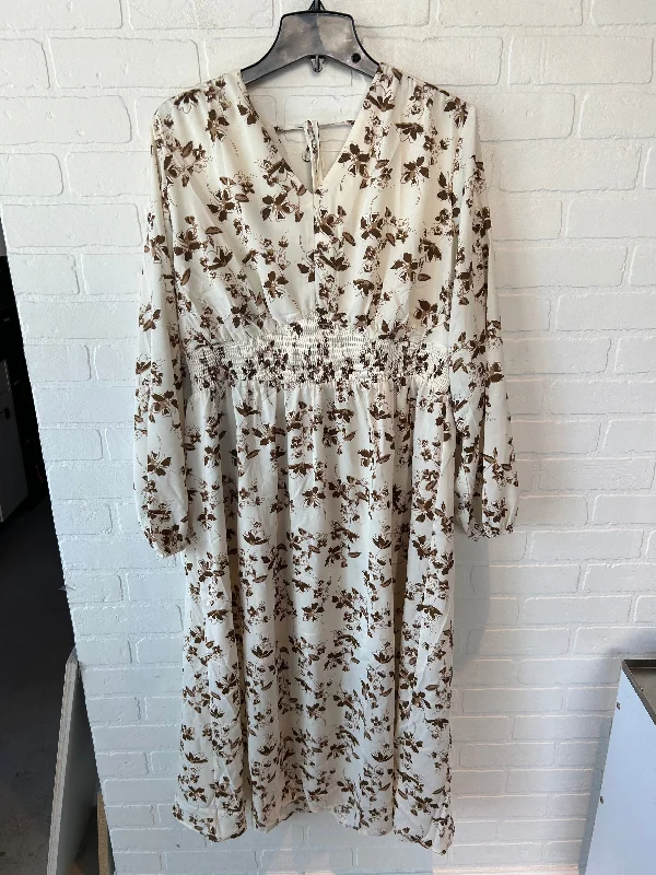 Daily Specials Dress Casual Midi By Grace Karin In Brown & Cream, Size: Xl